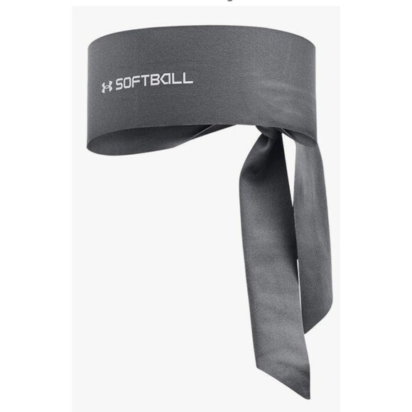 Under Armour Womens Softball Tie Headband Gray One Size Sweatband New - Picture 1 of 3